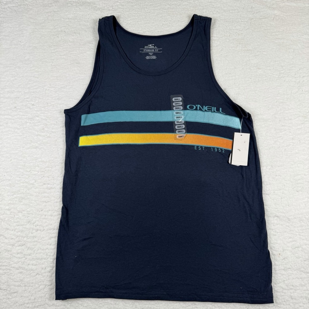 O'Neill Tank Top Blue And Orange Striped Mens Summer Beach NWT Size Small